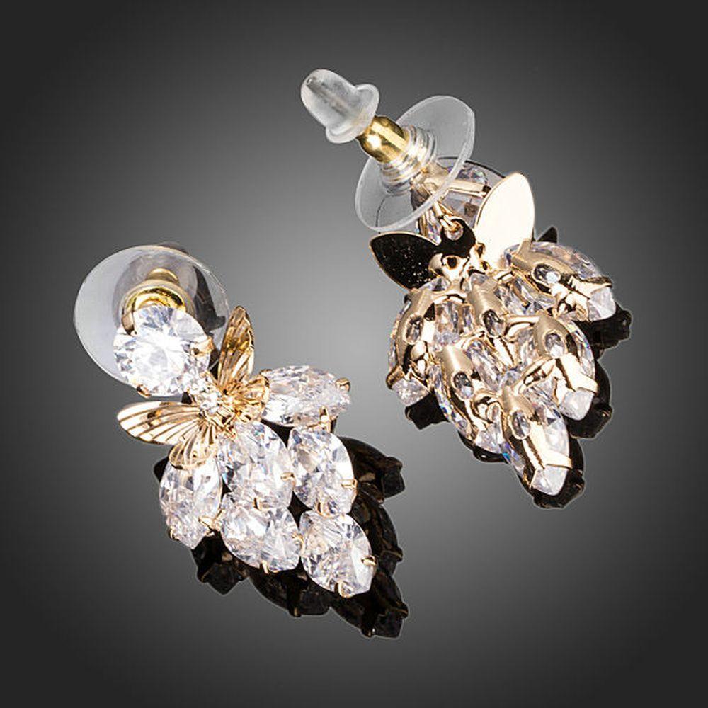 Butterfly On Leaf Drop Earrings - KHAISTA Fashion Jewellery