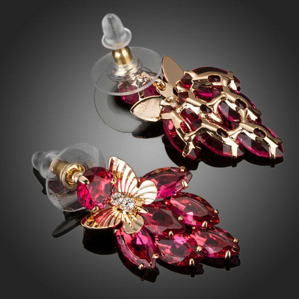 Butterfly on Raspberry Drop Earrings - KHAISTA Fashion Jewellery