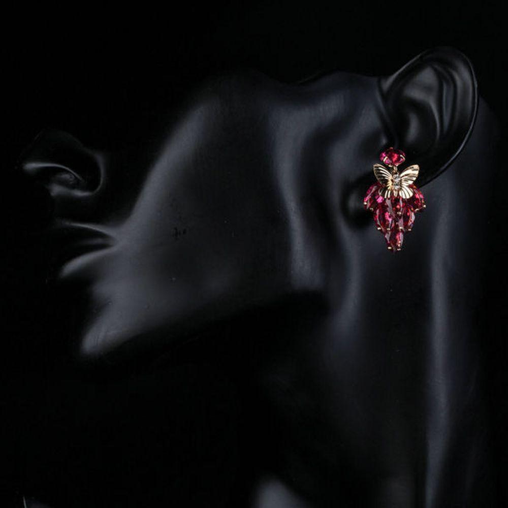 Butterfly on Raspberry Drop Earrings - KHAISTA Fashion Jewellery