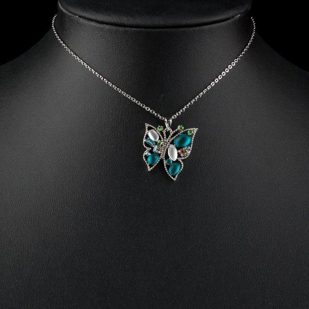 Butterfly Sketch Crystal Chain Necklace - KHAISTA Fashion Jewellery