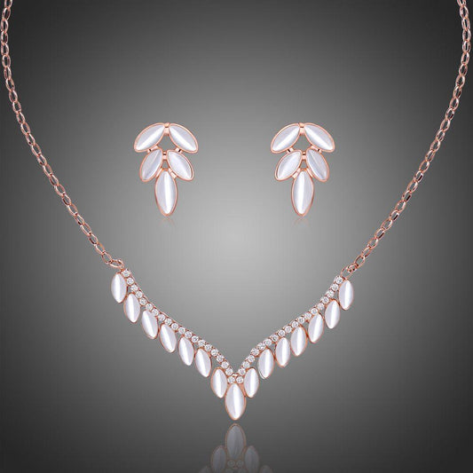 Cat’s Eye Stone Antler Cubic Zirconia Bridal Wedding Jewelry Set - KHAISTA Fashion Jewellery