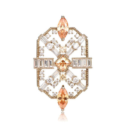 Champagne Clear Zircon Brooch -KFJB0112 - KHAISTA5