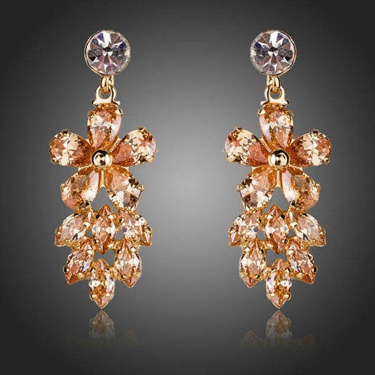 Champagne Cluster Drop Earrings -KPE0110 - KHAISTA Fashion Jewellery