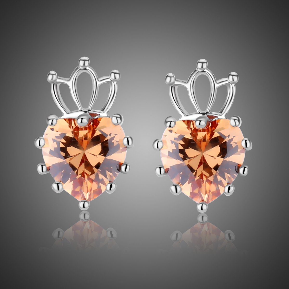 Champagne Cubic Zirconia Earrings -KPE0314 - KHAISTA Fashion Jewellery