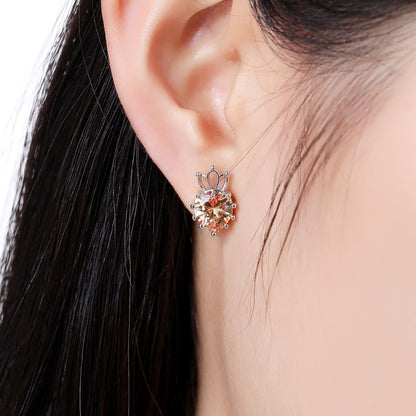 Champagne Cubic Zirconia Earrings -KPE0314 - KHAISTA Fashion Jewellery