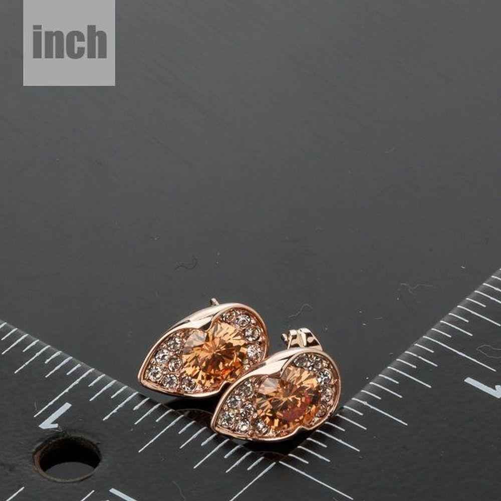 Champagne Cubic Zirconia Stud Earrings - KHAISTA Fashion Jewellery