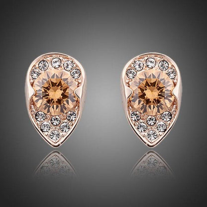 Champagne Cubic Zirconia Stud Earrings - KHAISTA Fashion Jewellery