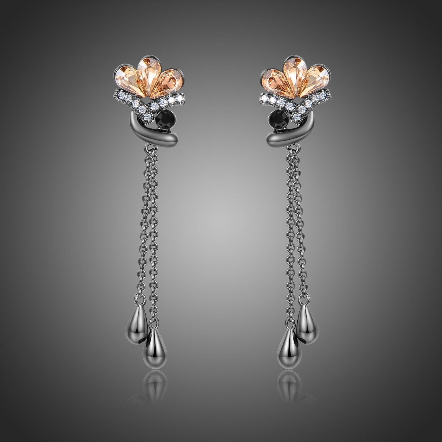 Champagne Flower Drop Earrings -KPE0368 - KHAISTA Fashion Jewellery