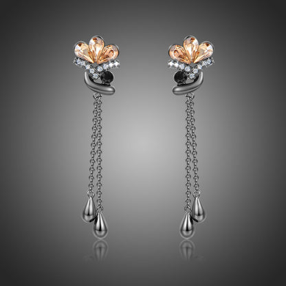 Champagne Flower Drop Earrings -KPE0368 - KHAISTA Fashion Jewellery