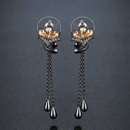 Champagne Flower Drop Earrings -KPE0368 - KHAISTA Fashion Jewellery