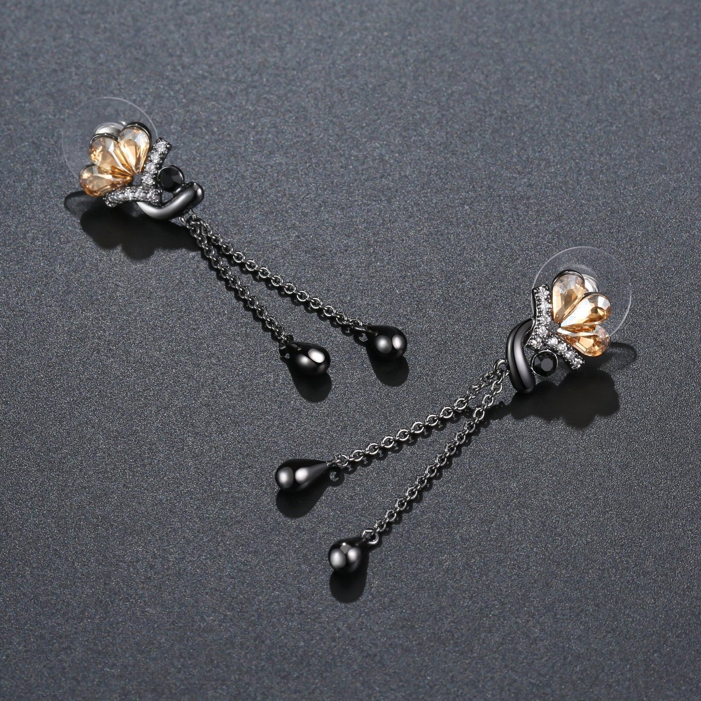 Champagne Flower Drop Earrings -KPE0368 - KHAISTA Fashion Jewellery