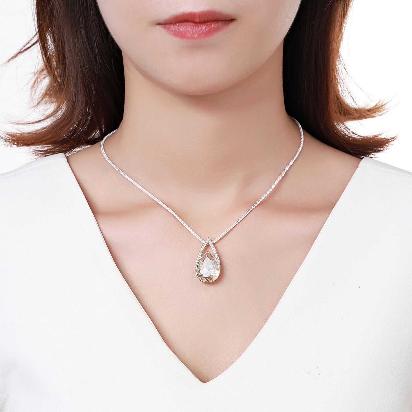 Champagne Pear Shape Necklace KPN0267 - KHAISTA Fashion Jewellery