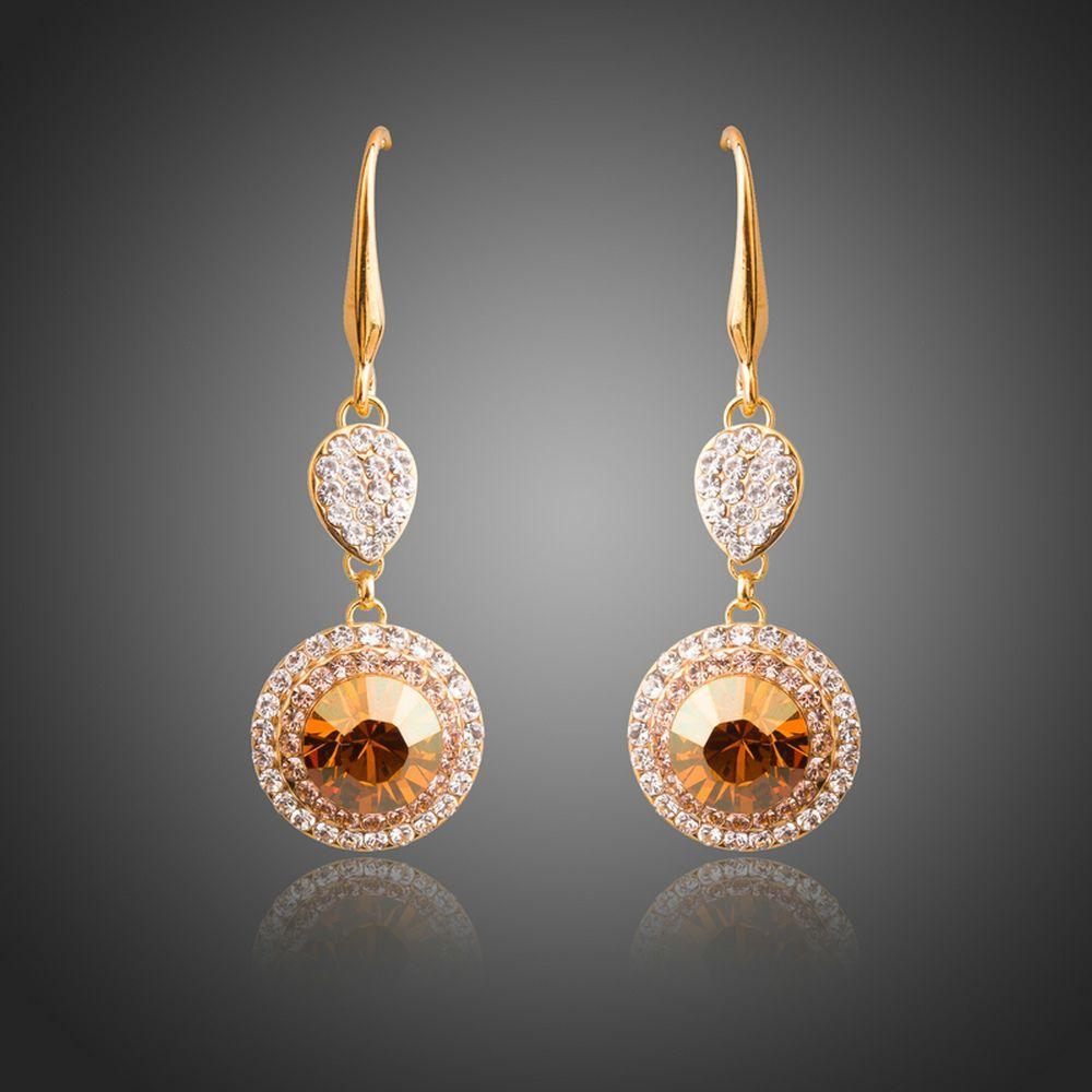 Champagne Round Drop Earrings - KHAISTA Fashion Jewellery