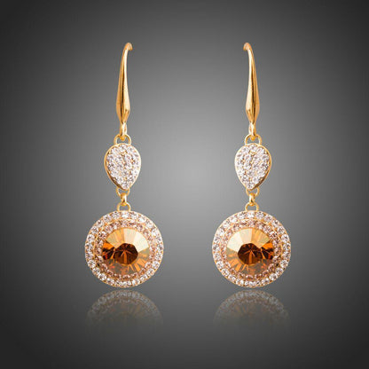 Champagne Round Drop Earrings - KHAISTA Fashion Jewellery