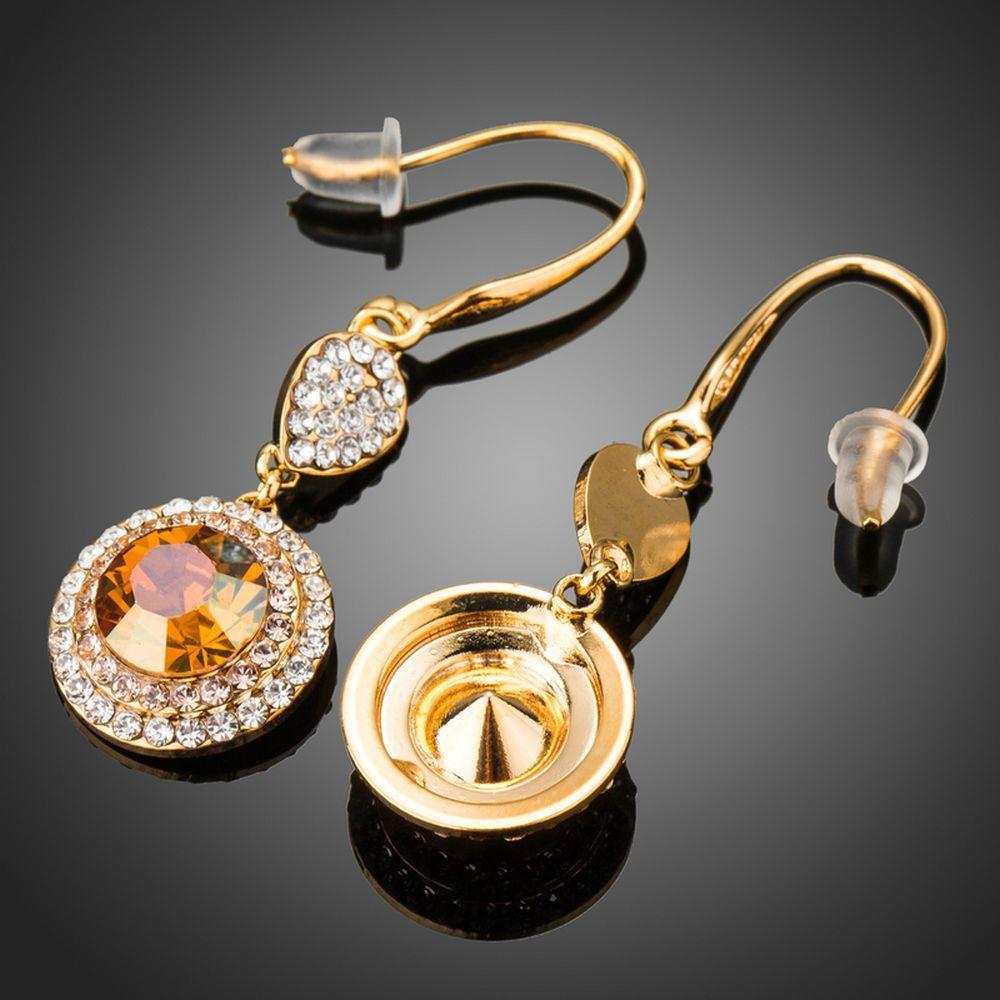 Champagne Round Drop Earrings - KHAISTA Fashion Jewellery