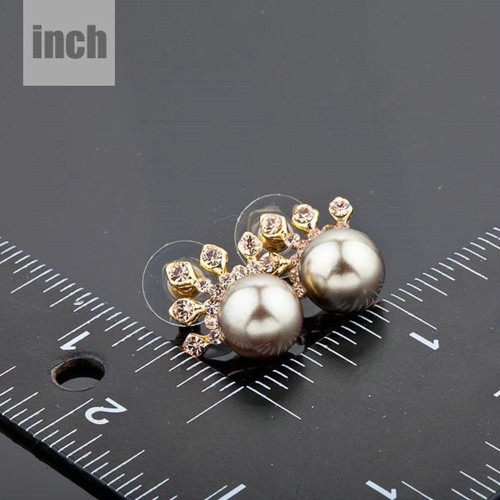 Chocolate Pearl Crown Stud Earrings - KHAISTA Fashion Jewellery