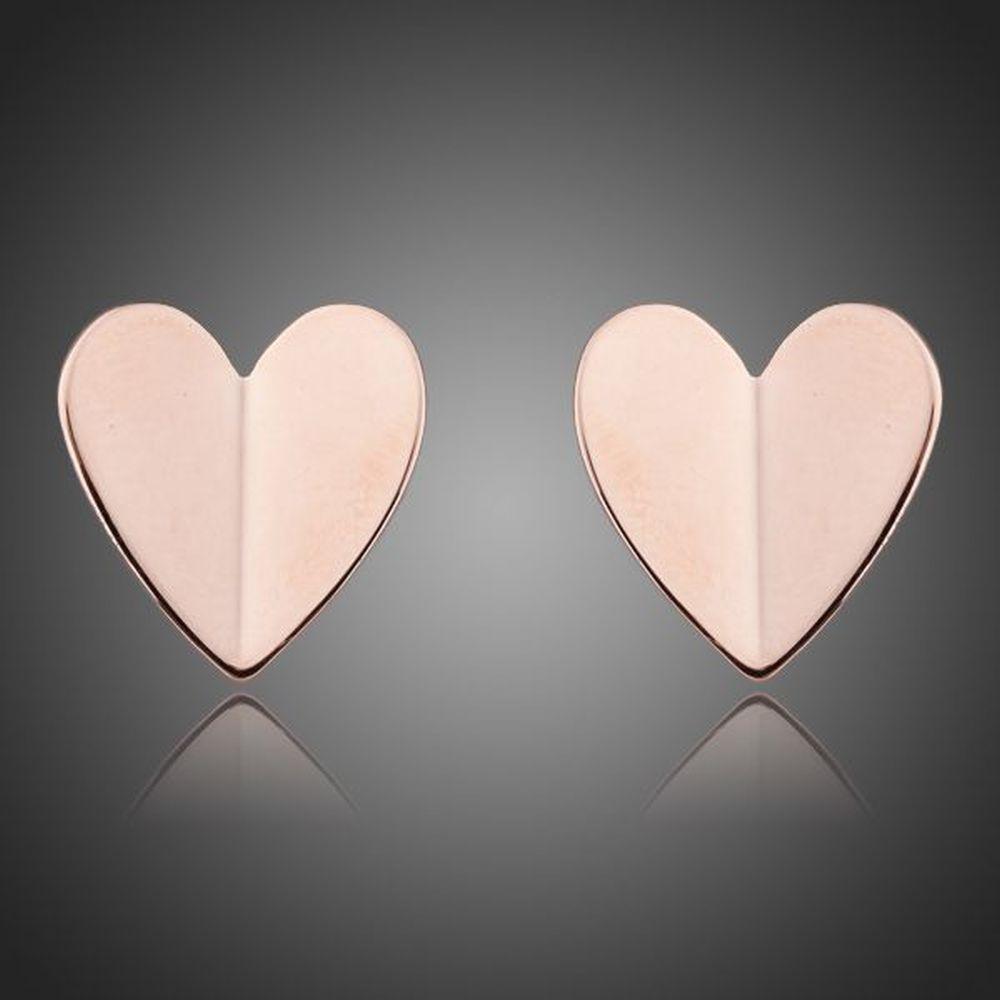 Classic Gold Heart Stud Earrings -KPE0082 - KHAISTA Fashion Jewellery