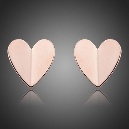 Classic Gold Heart Stud Earrings -KPE0082 - KHAISTA Fashion Jewellery