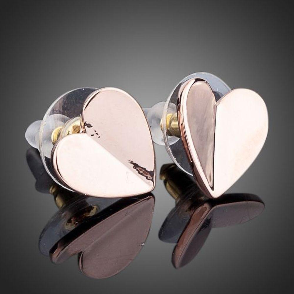 Classic Gold Heart Stud Earrings -KPE0082 - KHAISTA Fashion Jewellery