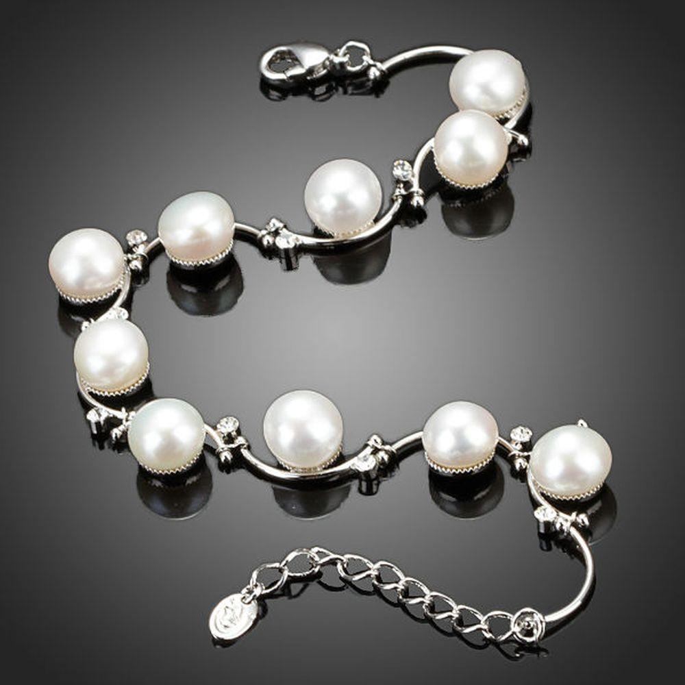 Classic Milk White Crystal Pearls Bracelet - KHAISTA Fashion Jewellery