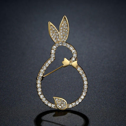 Clear Austrian Crystals Rabbit Brooch - KHAISTA Fashion Jewellery