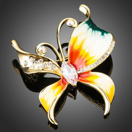 Clear Zirconia Artistic Butterfly Lapel Pin - KHAISTA Fashion Jewellery