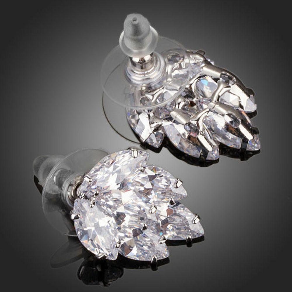 Coupled Cubic Zirconia Cluster Stud Earrings - KHAISTA Fashion Jewellery