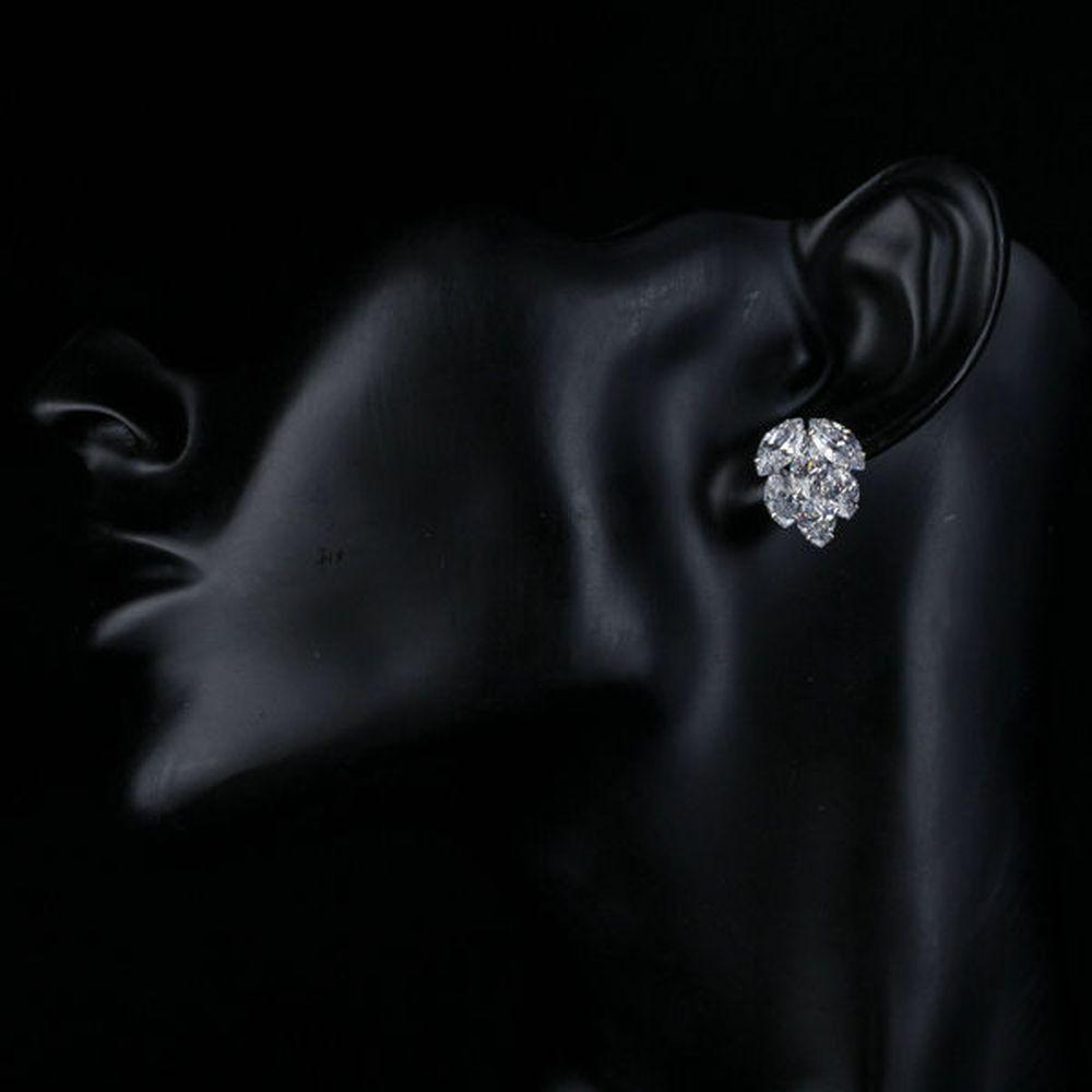 Coupled Cubic Zirconia Cluster Stud Earrings - KHAISTA Fashion Jewellery