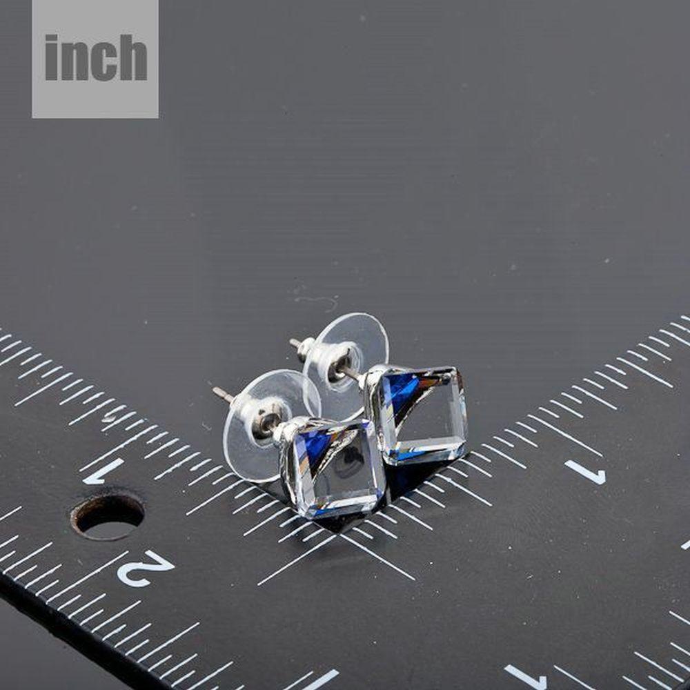 Crystal Blue Square Stud Earrings - KHAISTA Fashion Jewellery