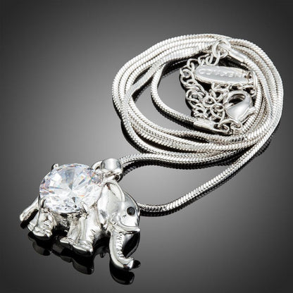 Crystal Elephant Pendant Necklace KPN0237 - KHAISTA Fashion Jewellery