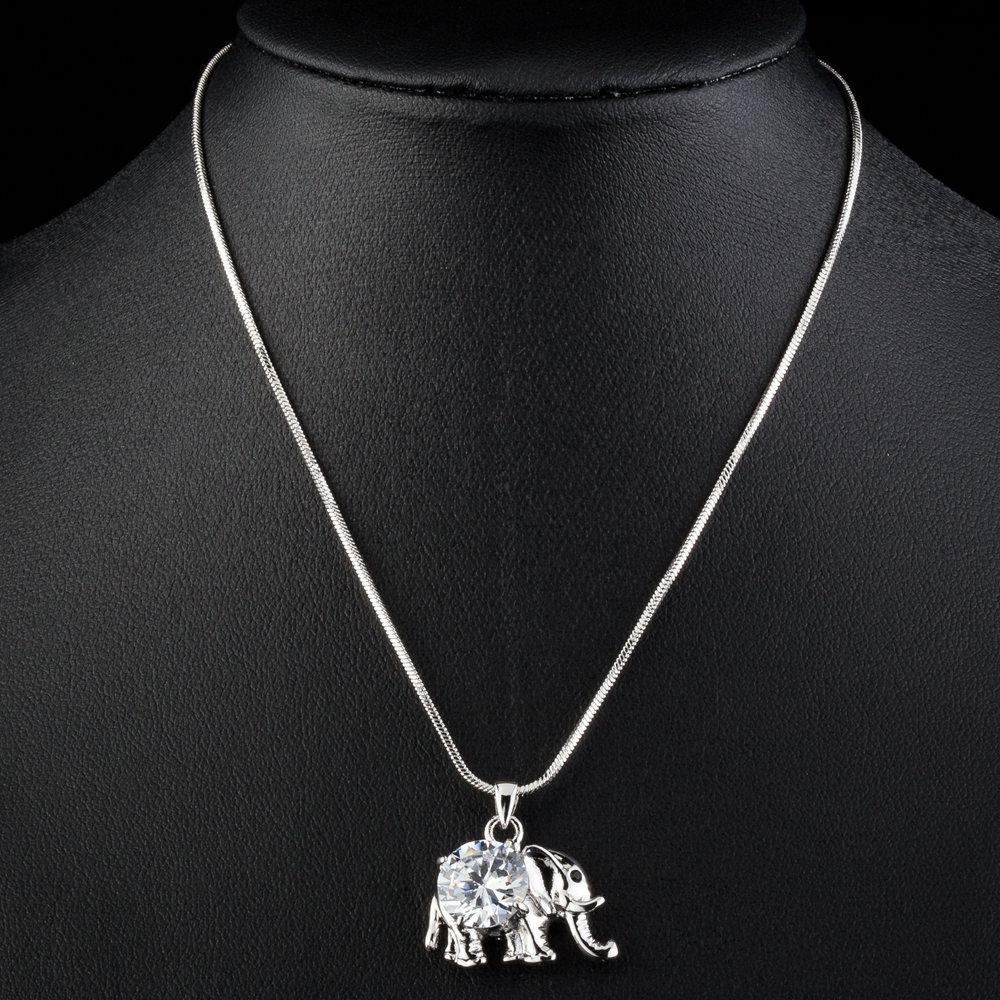 Crystal Elephant Pendant Necklace KPN0237 - KHAISTA Fashion Jewellery