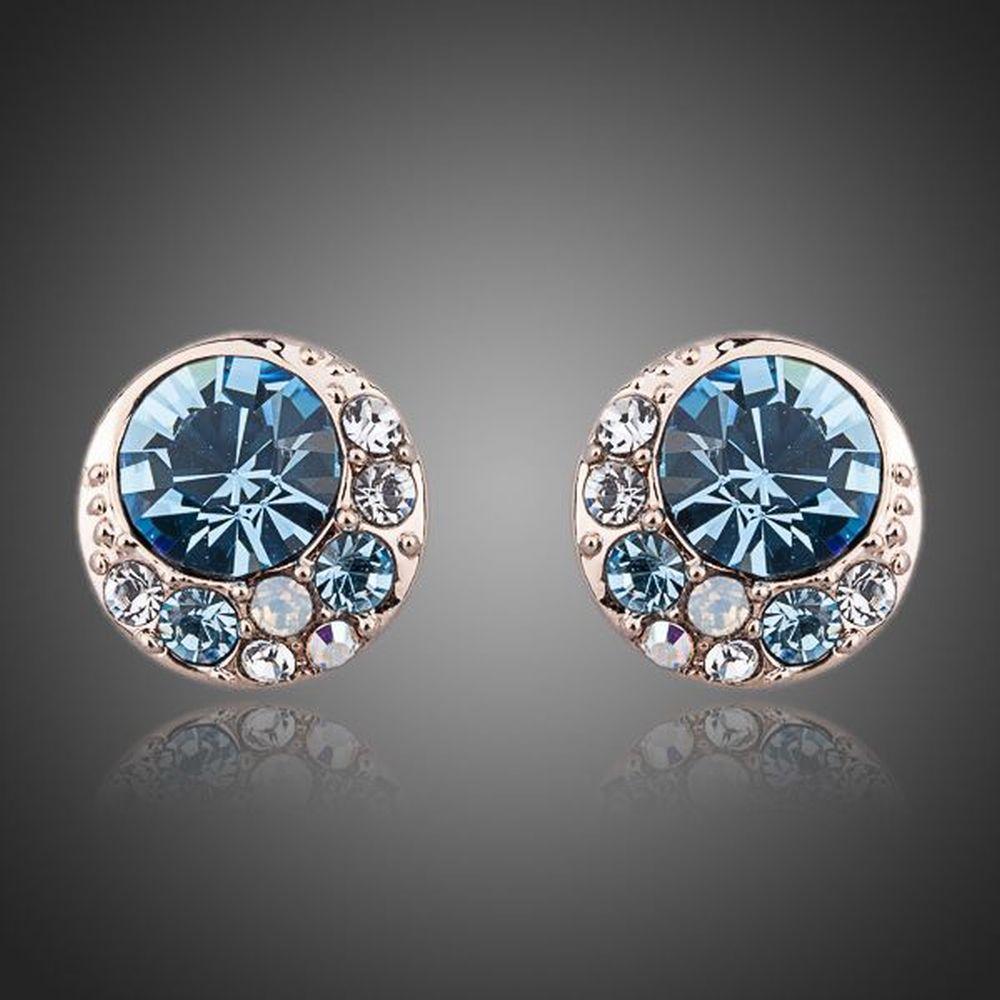 Crystal Light Blue Eyeballs Stud Earrings - KHAISTA Fashion Jewellery