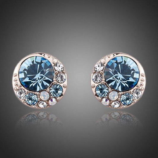 Crystal Light Blue Eyeballs Stud Earrings - KHAISTA Fashion Jewellery