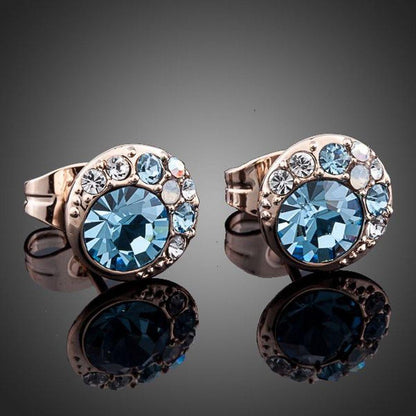 Crystal Light Blue Eyeballs Stud Earrings - KHAISTA Fashion Jewellery