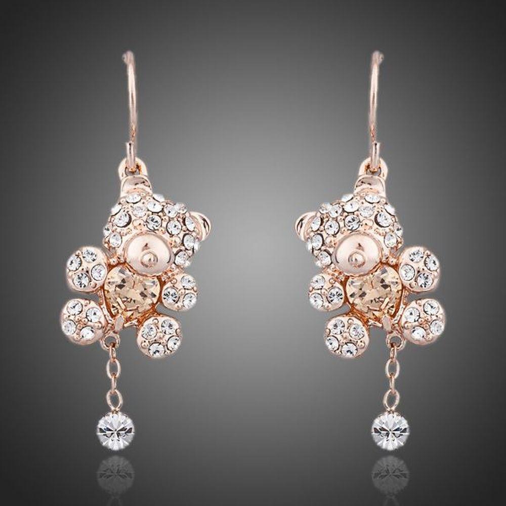 Crystal Teddy Bear Earrings - KHAISTA Fashion Jewellery