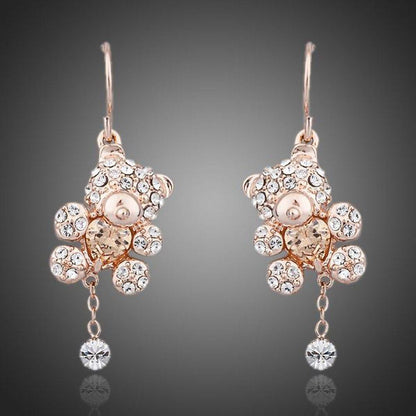 Crystal Teddy Bear Earrings - KHAISTA Fashion Jewellery