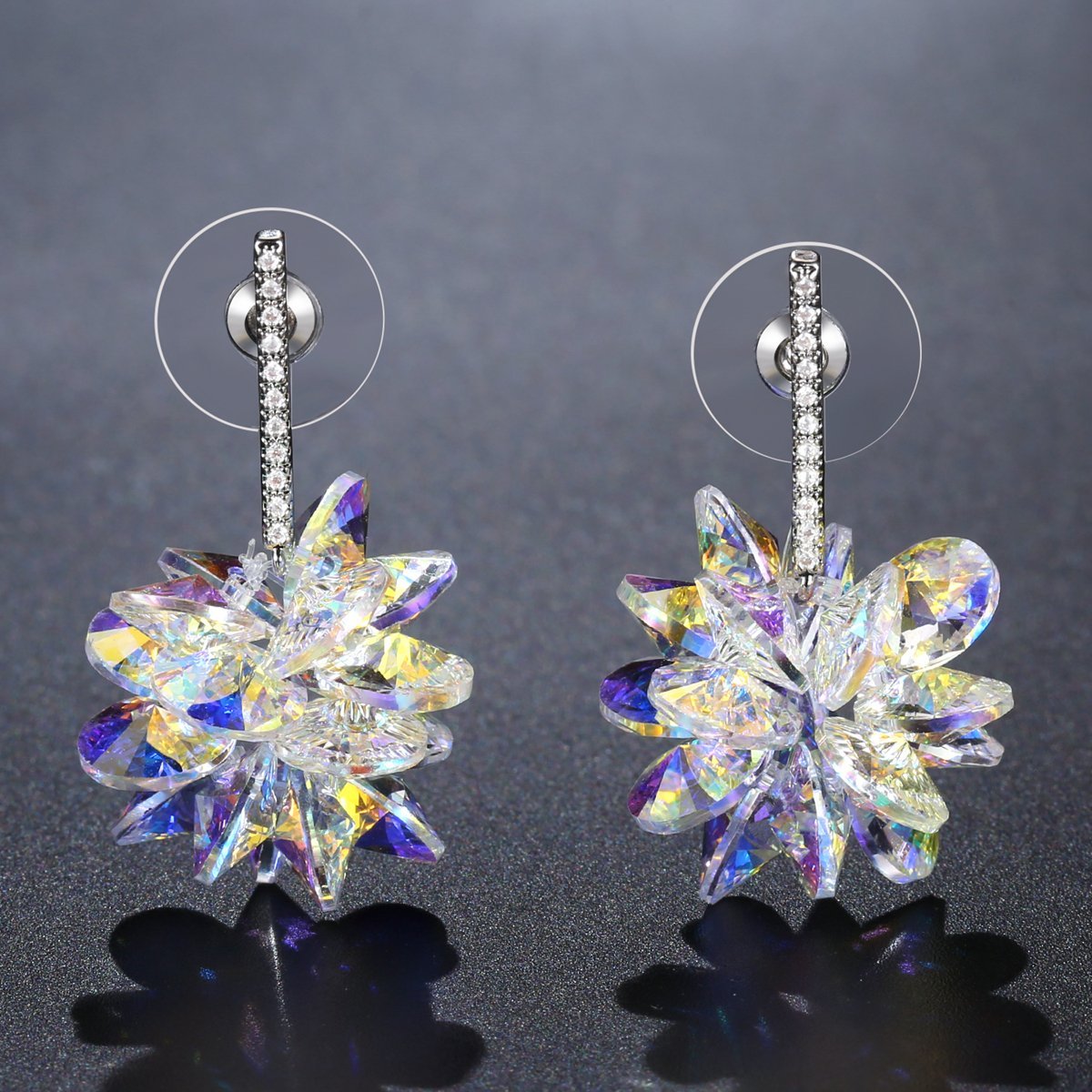 Crystals Dangle Earrings -KPE0334 - KHAISTA Fashion Jewellery