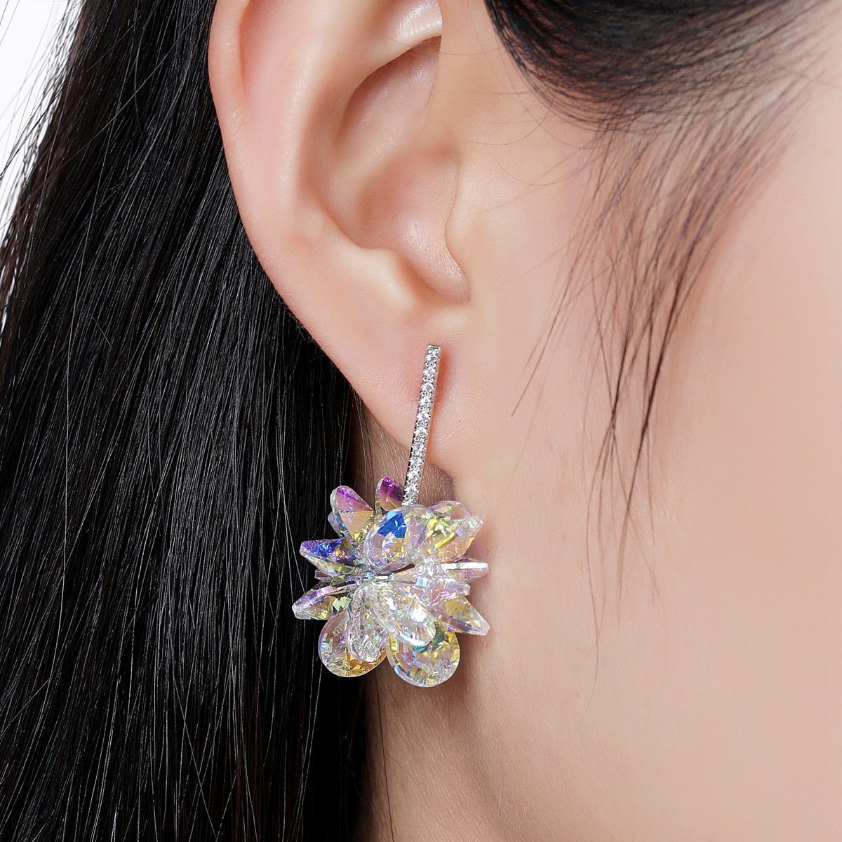 Crystals Dangle Earrings -KPE0334 - KHAISTA Fashion Jewellery