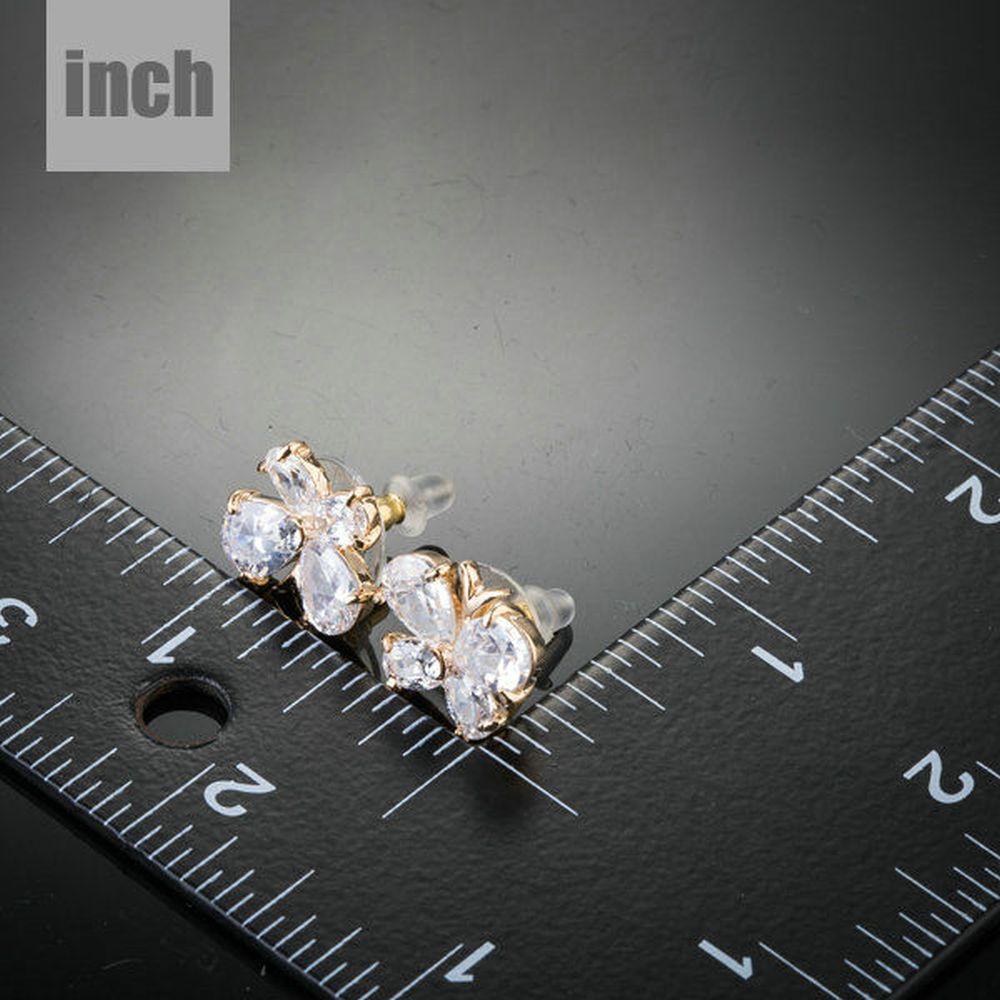 Cubic Zirconia Butterfly Stud Earrings -KPE0142 - KHAISTA Fashion Jewellery