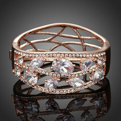 Cubic Zirconia Cuff Bangle - KHAISTA Fashion Jewellery