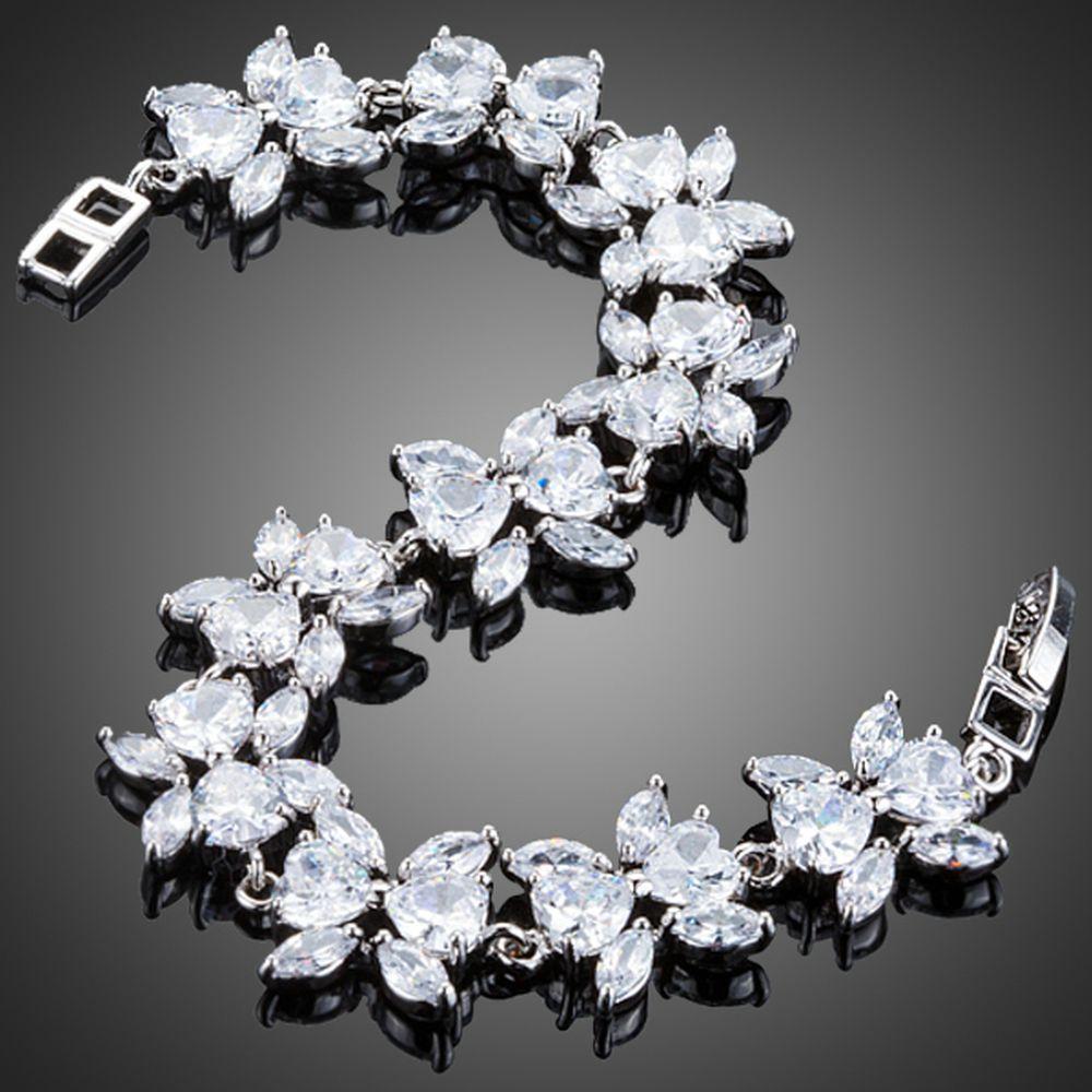 Cubic Zirconia Flower Garland Bracelet-MB0119-khaista-2