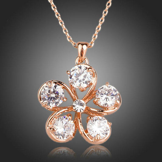 Cubic Zirconia Flower Pendant Necklace - KHAISTA Fashion Jewellery