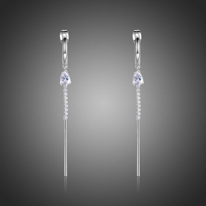 Cubic Zirconia Long Chain Drop Earrings -KPE0371 - KHAISTA Fashion Jewellery