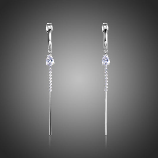 Cubic Zirconia Long Chain Drop Earrings -KPE0371 - KHAISTA Fashion Jewellery