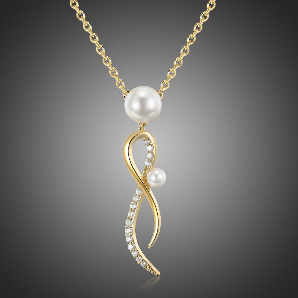 Cubic Zirconia Pearl Necklace Pendant - KHAISTA Fashion Jewellery