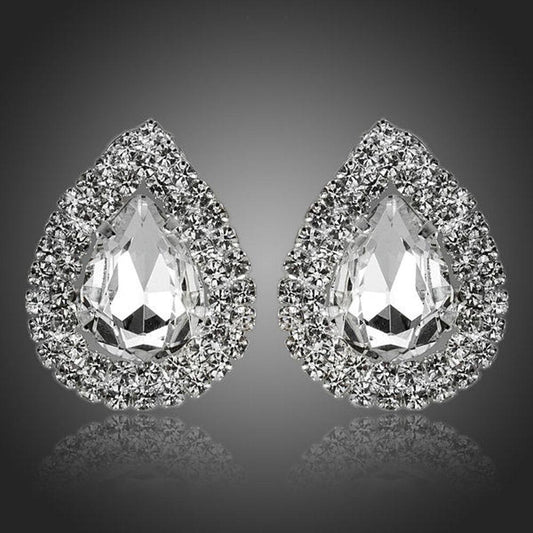 Cubic Zirconia Stud Earrings -KPE0112 - KHAISTA Fashion Jewellery