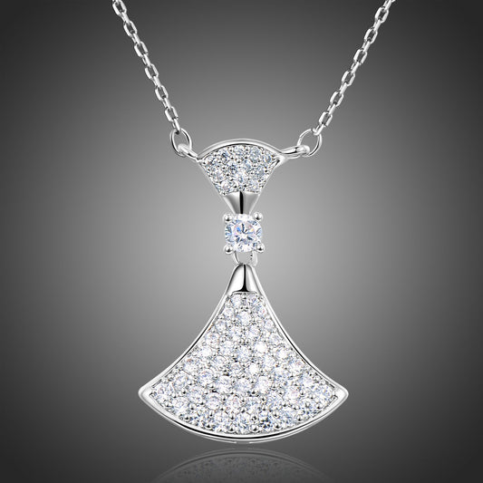 Cubic Zirconia White Gold Pendant Necklace KPN0252 - KHAISTA Fashion Jewellery