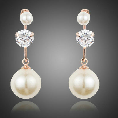 Cubic Zirconia With Pearl Drop Earrings - KHAISTA Fashion Jewellery