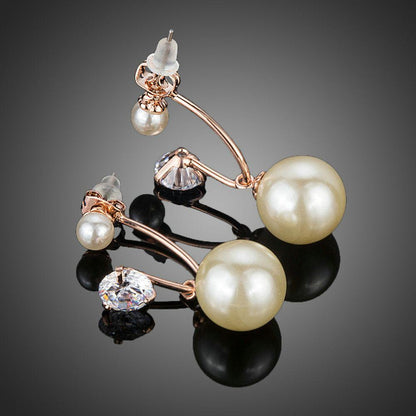 Cubic Zirconia With Pearl Drop Earrings - KHAISTA Fashion Jewellery