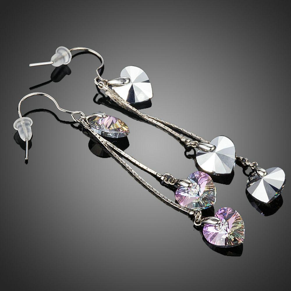 Dangling Heart Crystal Drop Earrings -KPE0241 - KHAISTA Fashion Jewellery